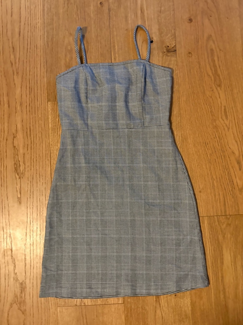 twik Grey Plaid Strappy Mini Dress